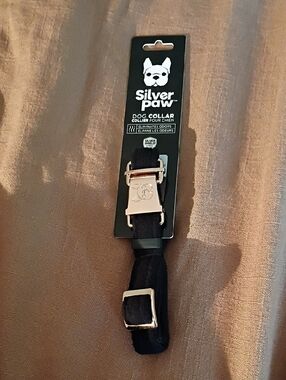 Silver Jeans Black Dog Collar with Silver Buckle and Logo Plate
